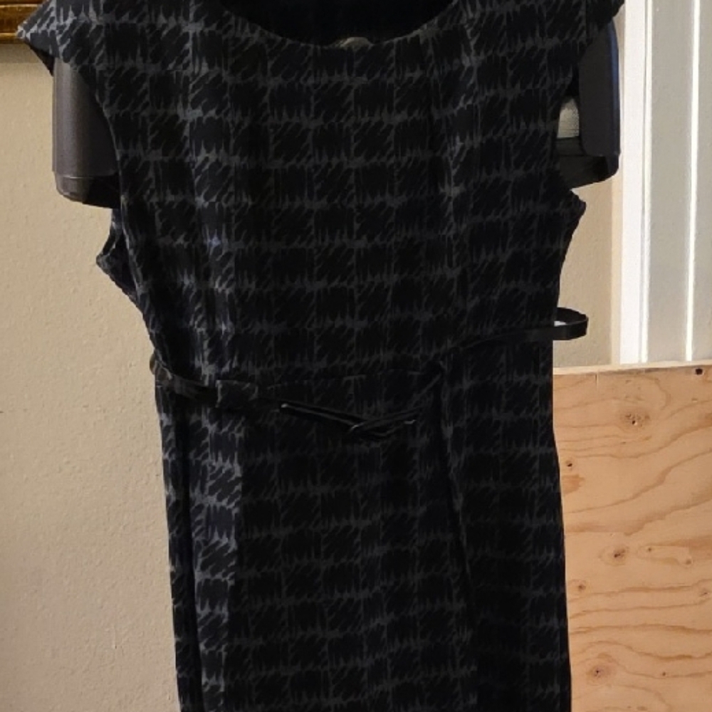 Calvin Klein Collection Black and Gray Midi Dress